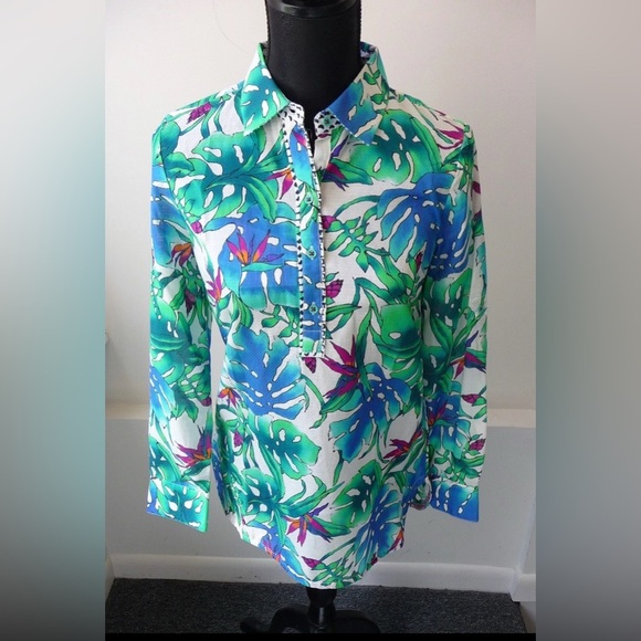 Robert Graham Shirt Women's Birds of Paradise Colorful Size XL - Picture 6 of 8